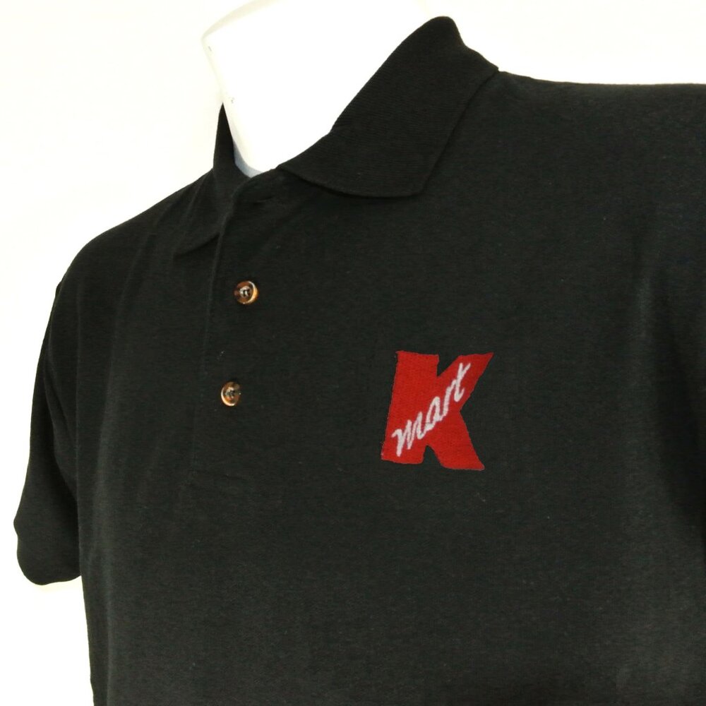 K-MART Vintage Employee Uniform Men's Black Polo Shirt Size L Large - Picture 3 of 6